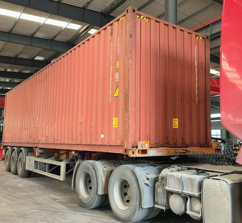 The Backhoe Loader is ready to be shipped to Africa.